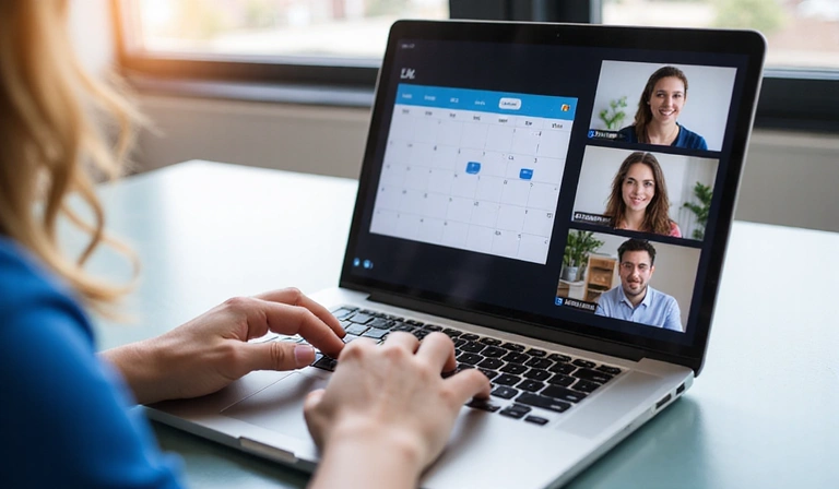 A person scheduling an online consultation on a laptop